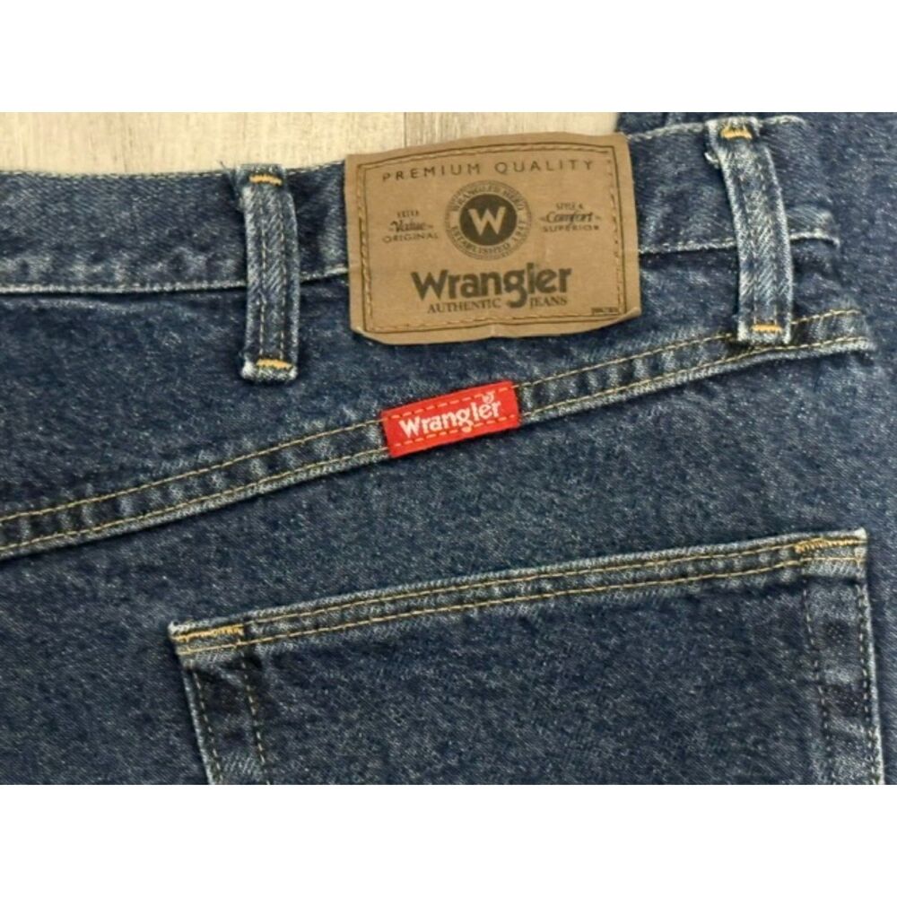 Wrangler Blue Denim Jeans Straight Leg Men's W38 x L29 Dark Wash